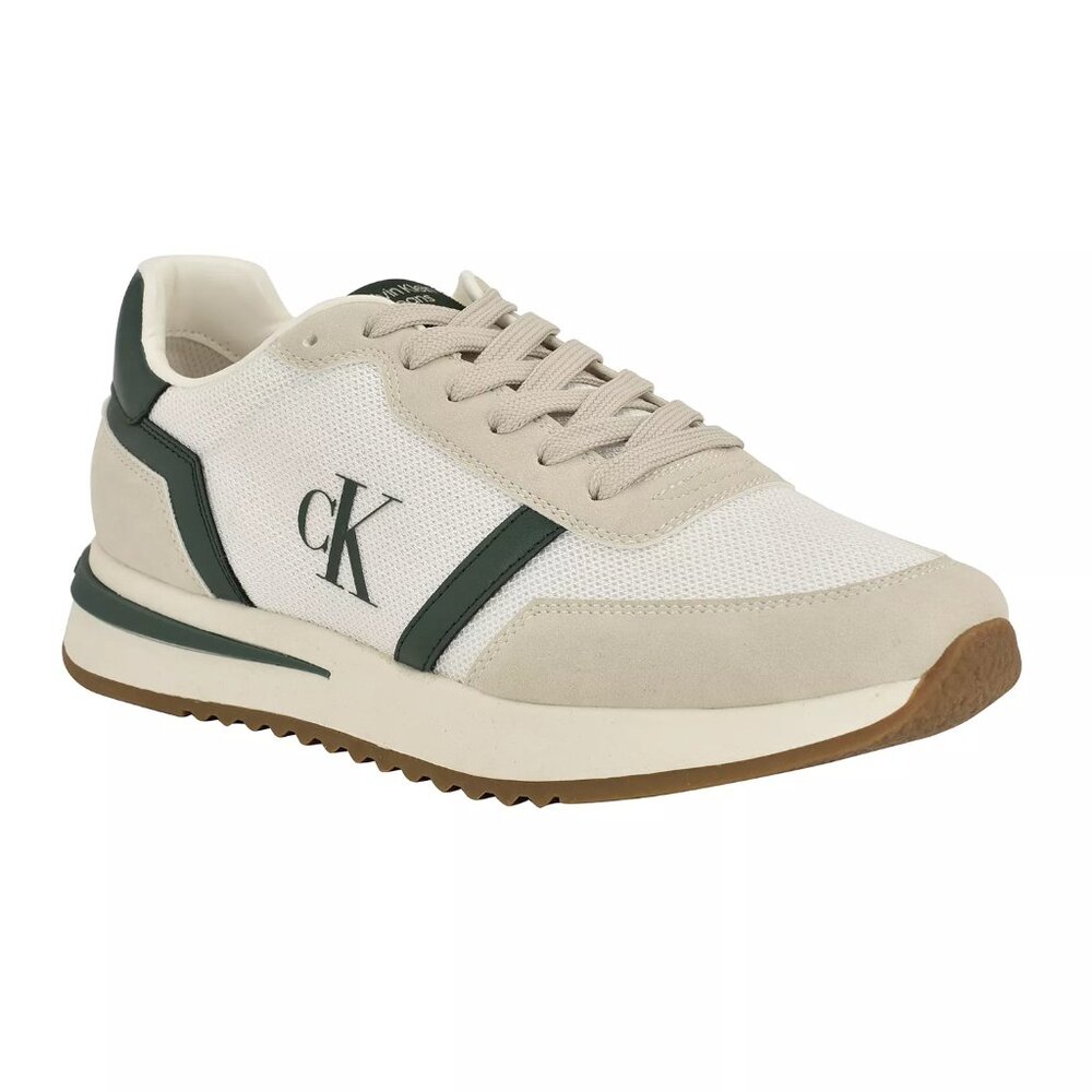 NWT Calvin Klein Men's Beige and Green Dressy Sneakers
